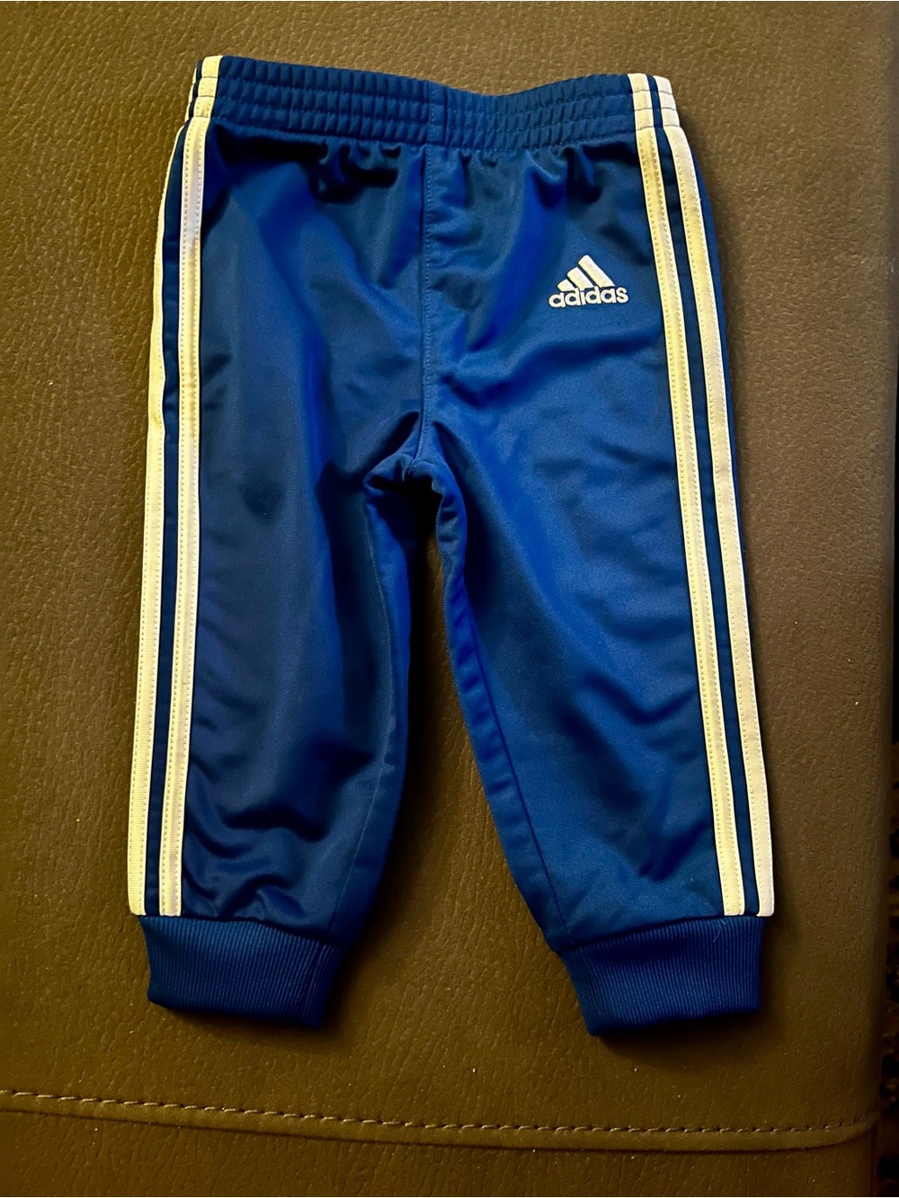 Adidas Blue Joggers with White Side Stripes